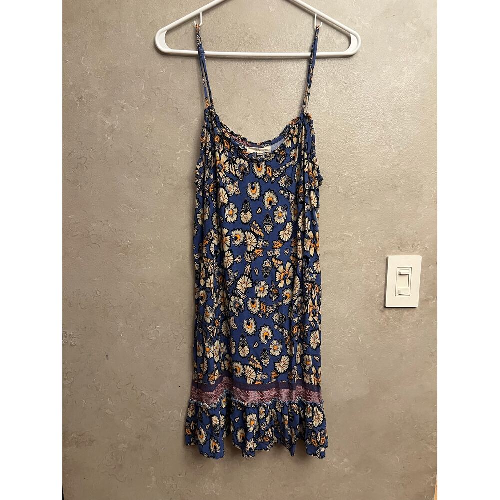 Chelsea & Violet Floral Boho Ruffle Hem Slip Dress Blue Yellow Summer Size Large - Picture 5 of 14